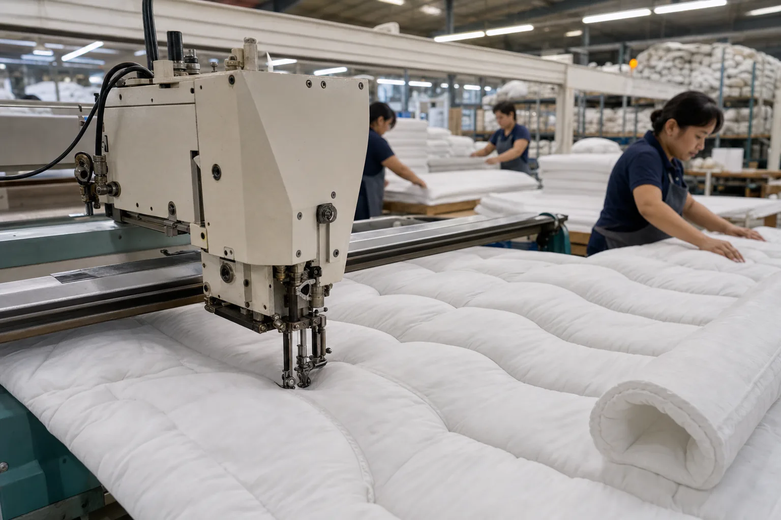 Processus matelassage édredon